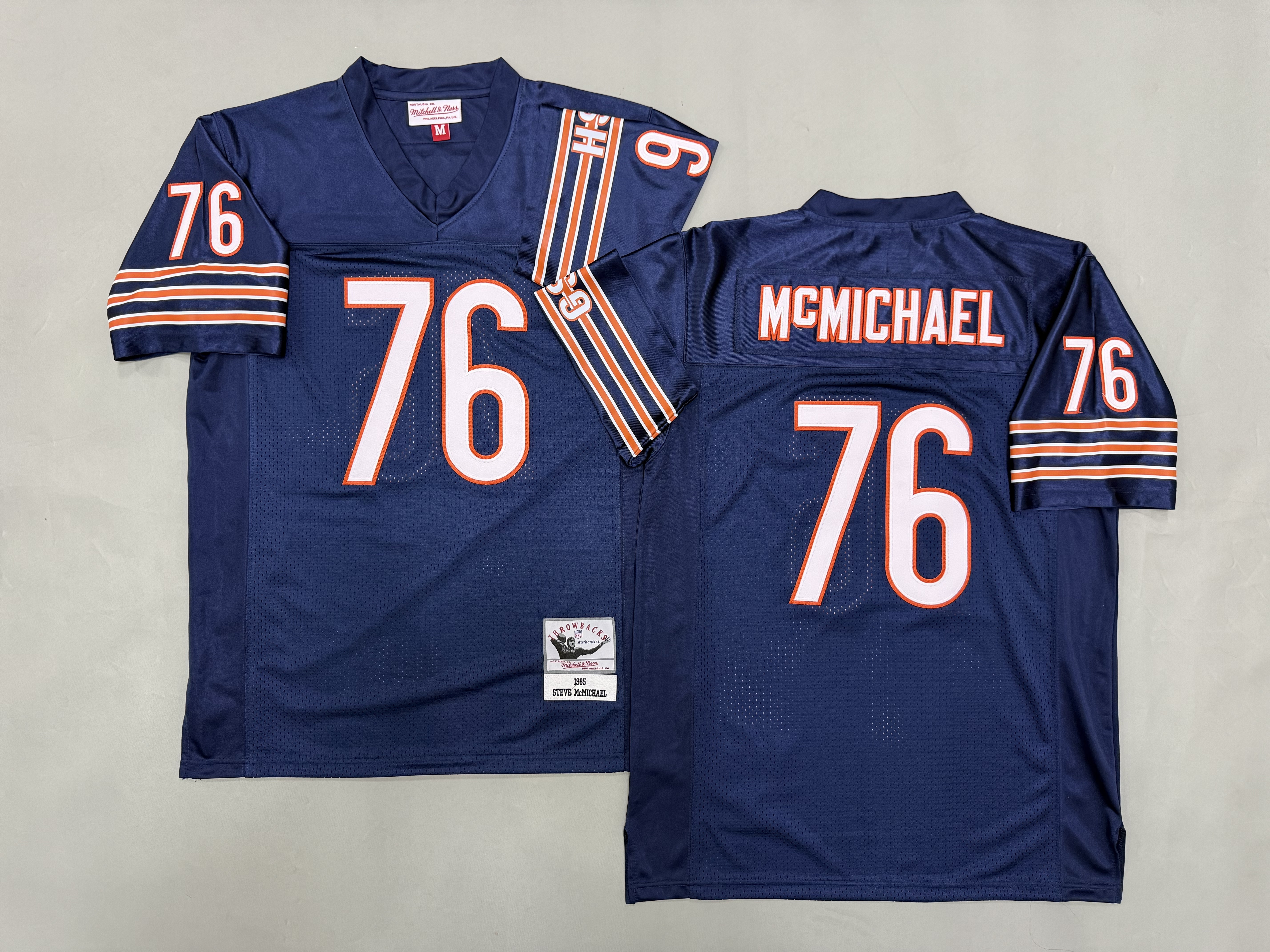 Men 2026 Chicago Bears #76 Mcmichael Blue Throwback Game NFL Jersey 001